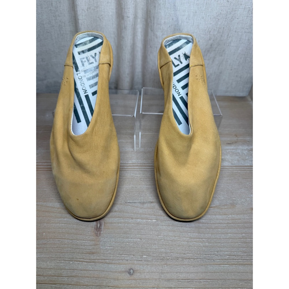 Fly London Yellow Leather Mule Sneakers Slip On Shoes Made in Portugal Size 39